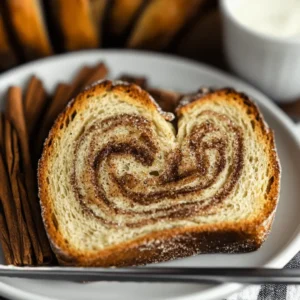 Slice of cinnamon swirl sourdough bread with golden crust