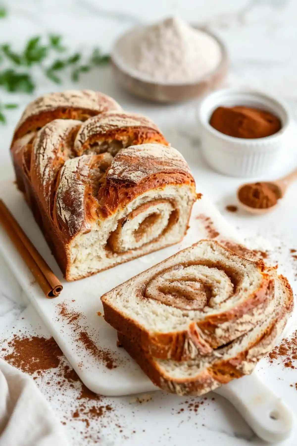 serving-sourdough-cinnamon-bread serving brown sugar cinnamon sourdough bread