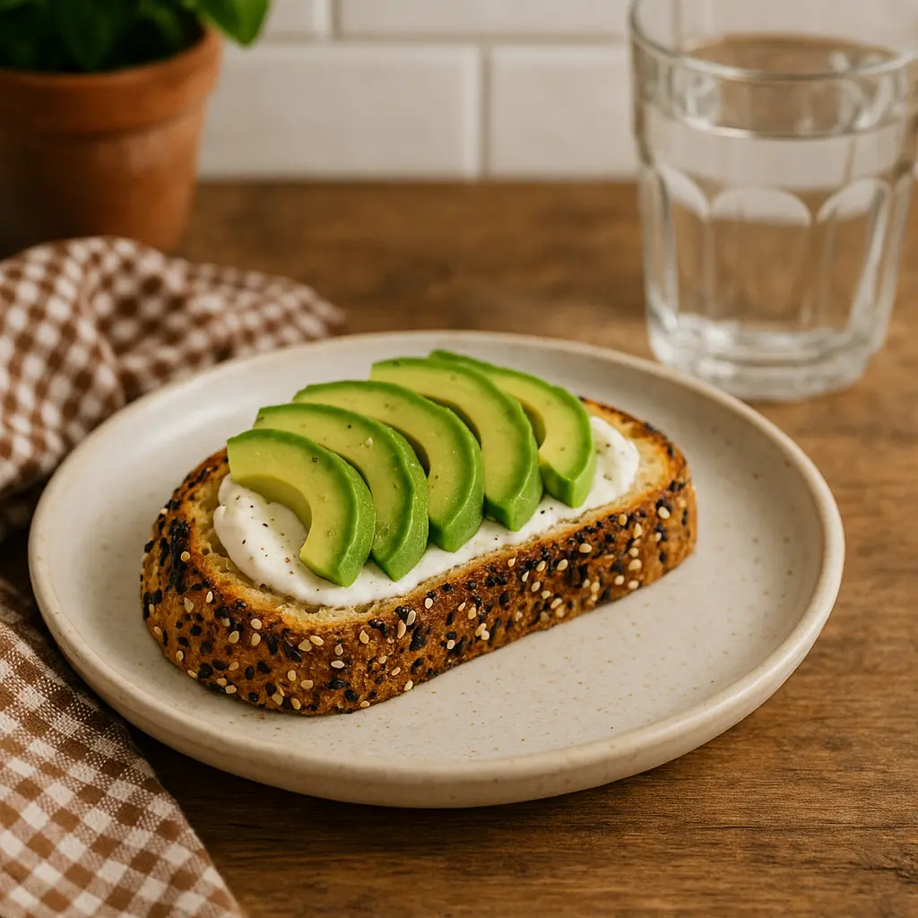 everything-bagel-sourdough-serving Toasted sourdough with avocado & cream cheese