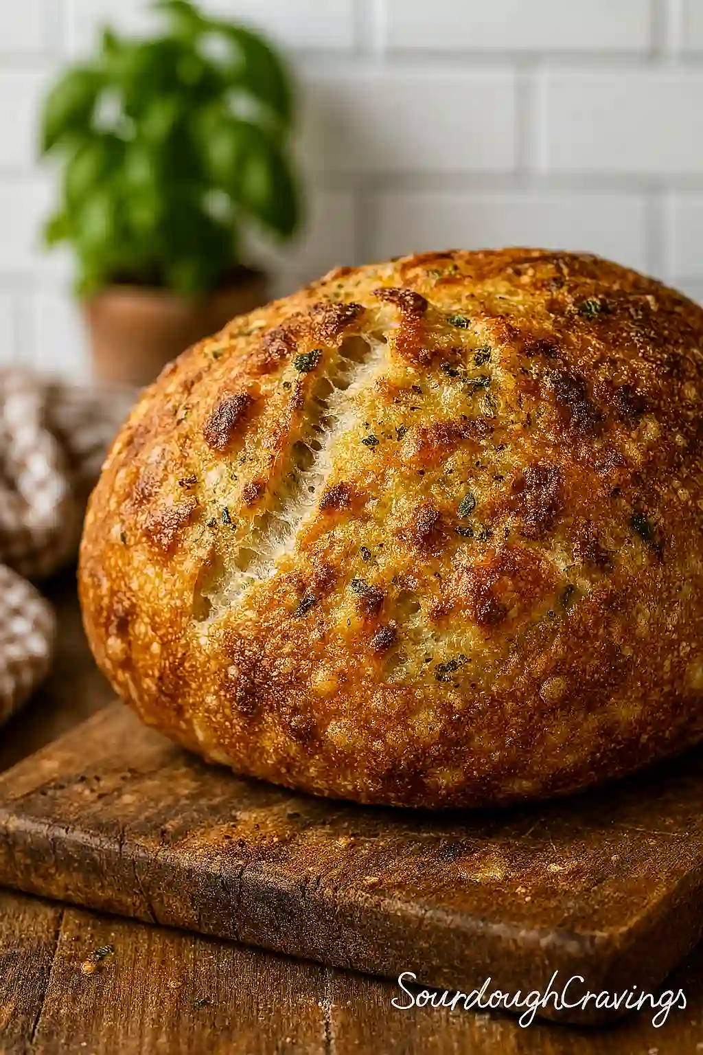 garlic-parmesan-sourdough Garlic parmesan sourdough bread on board