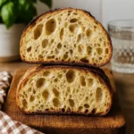 High Protein Sourdough Bread: Nourishing Recipes You’ll Crave 3 High Protein Sourdough Bread sliced in half on a rustic board, with airy crumb and golden crust, perfect for healthy breakfasts.