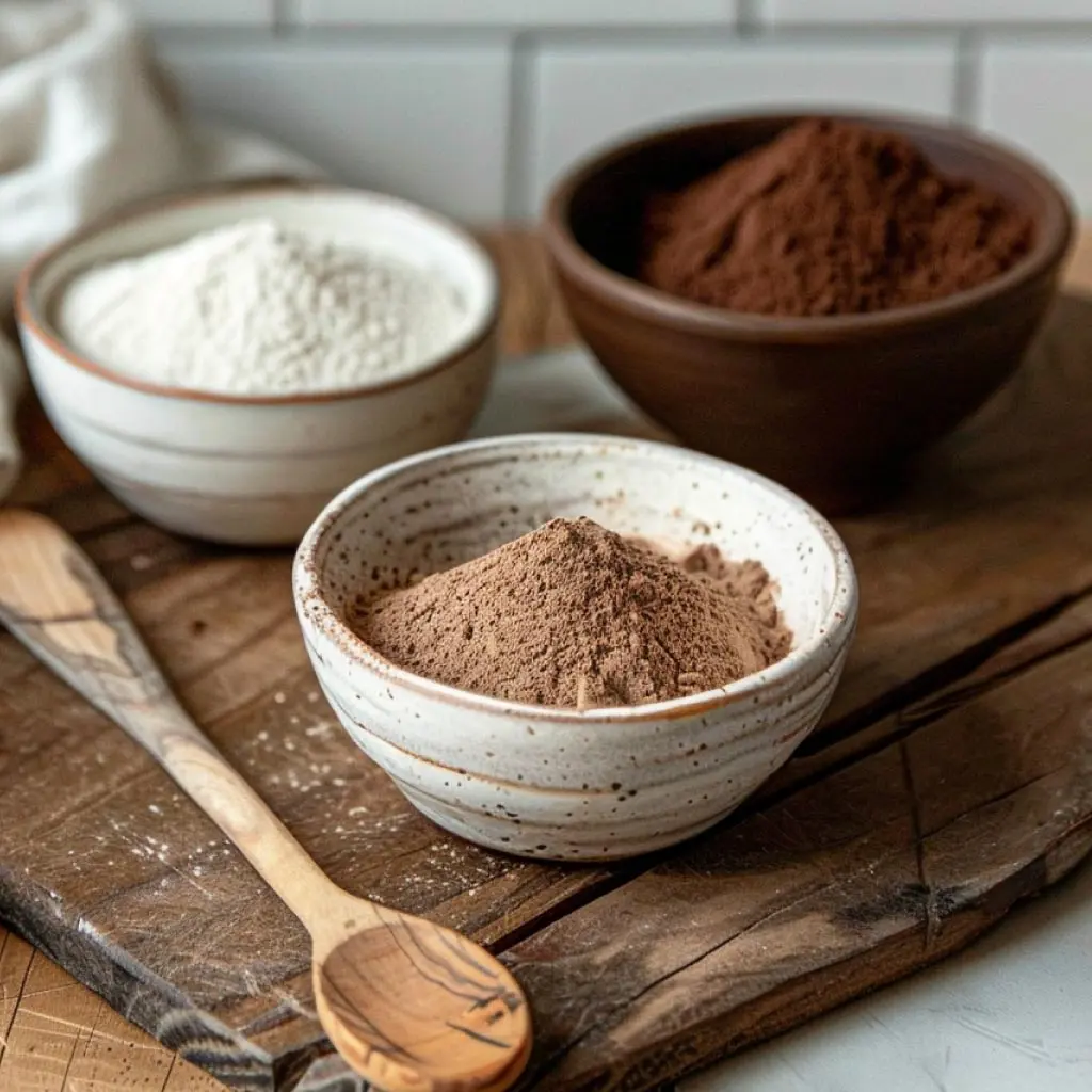 espresso-cocoa-sourdough-ingredients Key ingredients for Espresso Cocoa Sourdough including flour, cocoa, and espresso powder